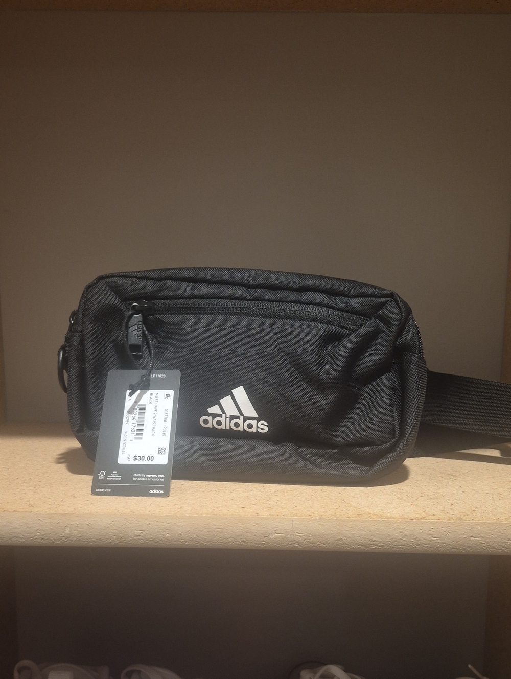 adidas Black Belt Bag with White Logo